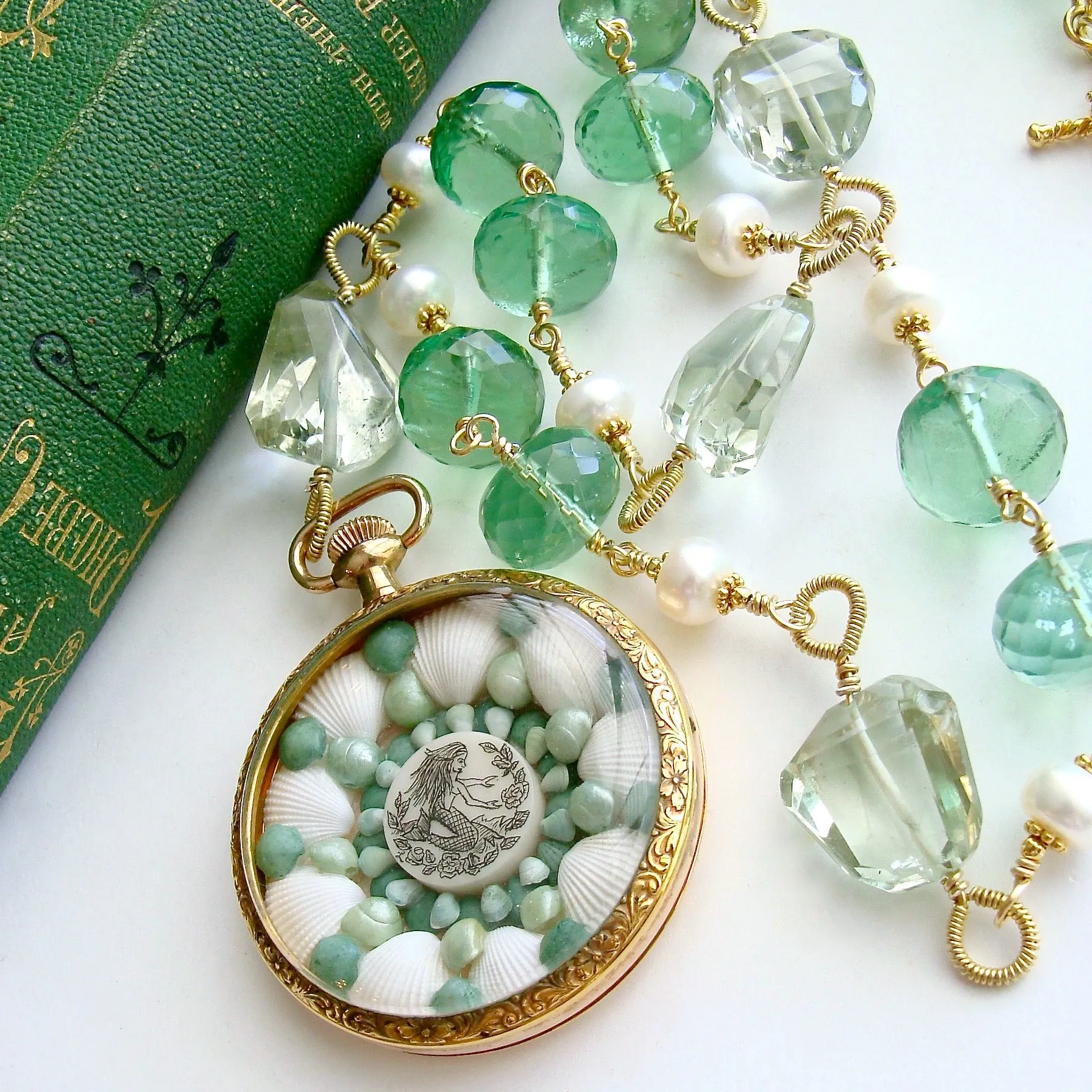 Sailors Valentine Necklace Green Fluorite Prasiolite - Genovesa Sailors Valentine Necklace