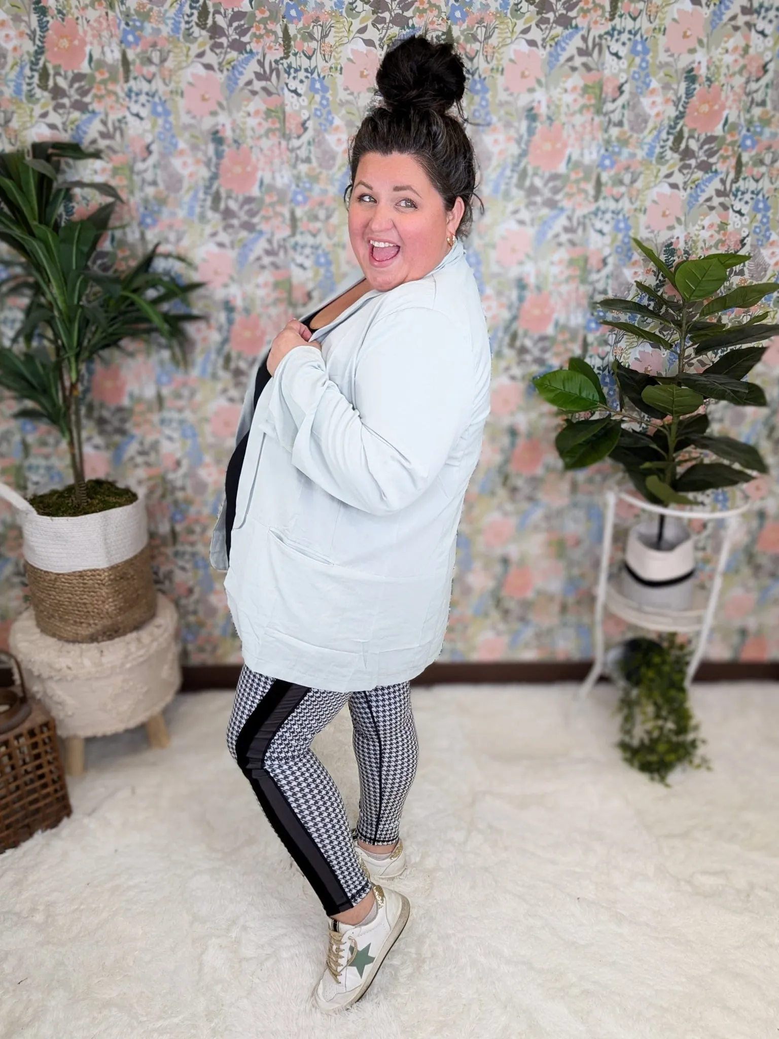 SALE- Harper Houndstooth Leggings w/Side Panel Accent