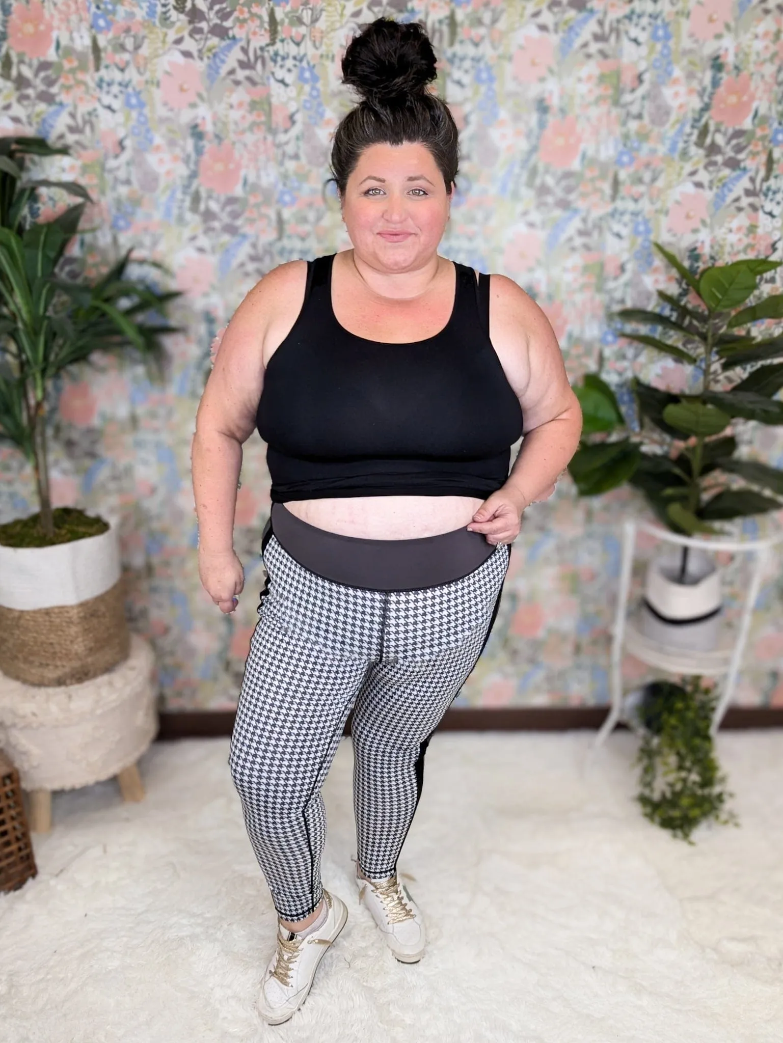 SALE- Harper Houndstooth Leggings w/Side Panel Accent
