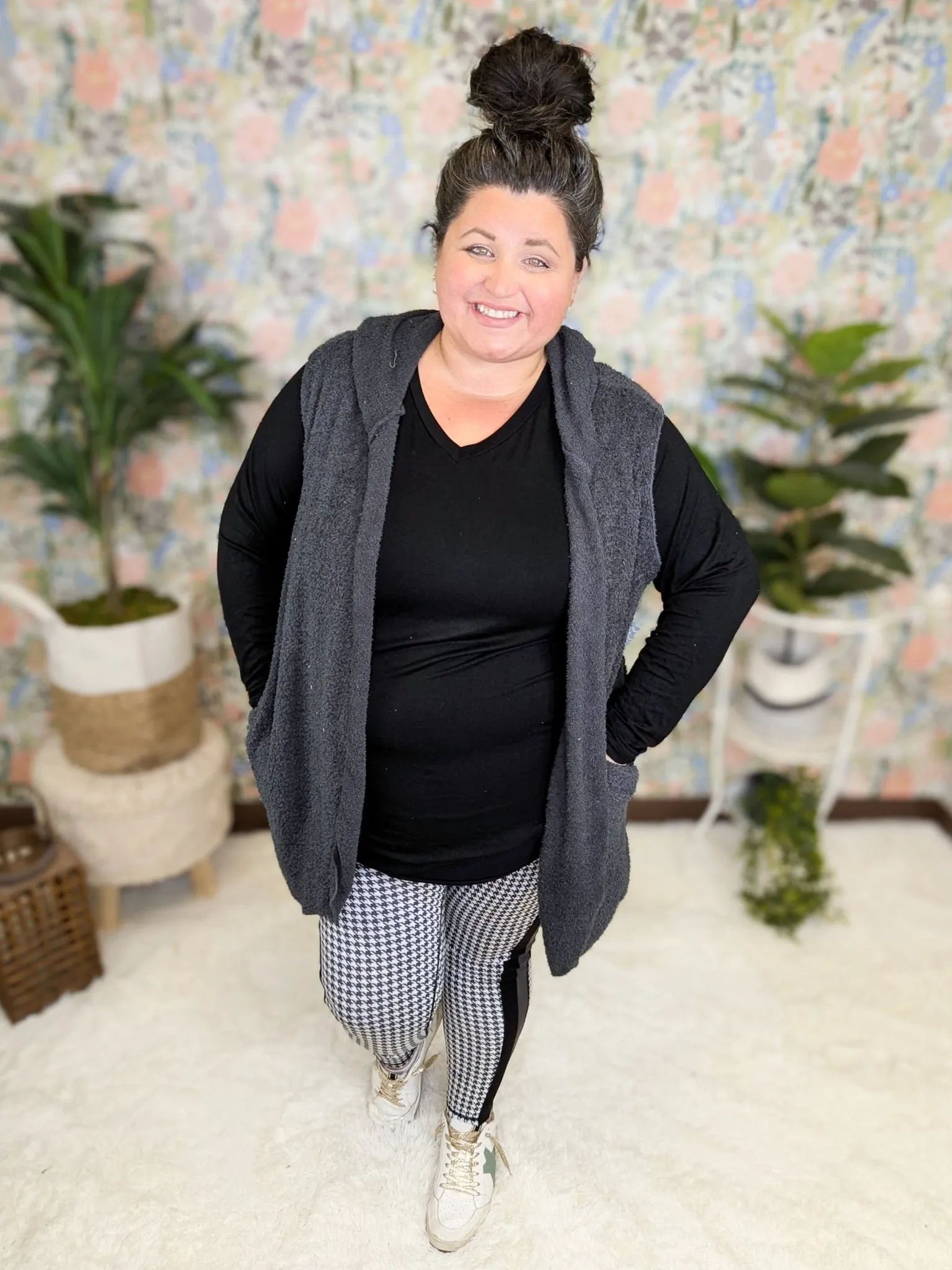 SALE- Harper Houndstooth Leggings w/Side Panel Accent
