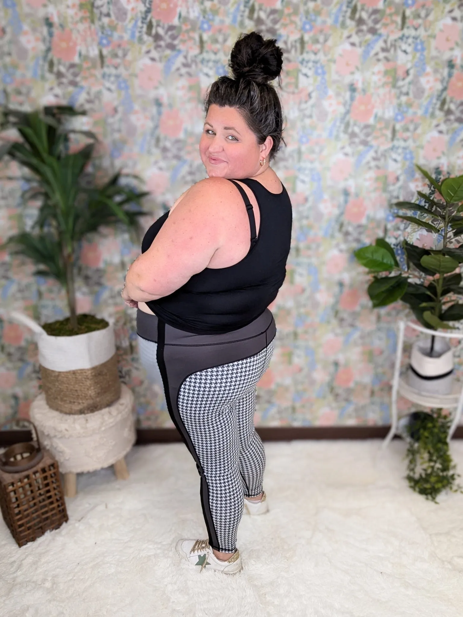 SALE- Harper Houndstooth Leggings w/Side Panel Accent