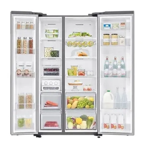 Samsung 647L Net 2 Door Frost Free Side by Side Fridge - Gentle Silver RS62R5011M9