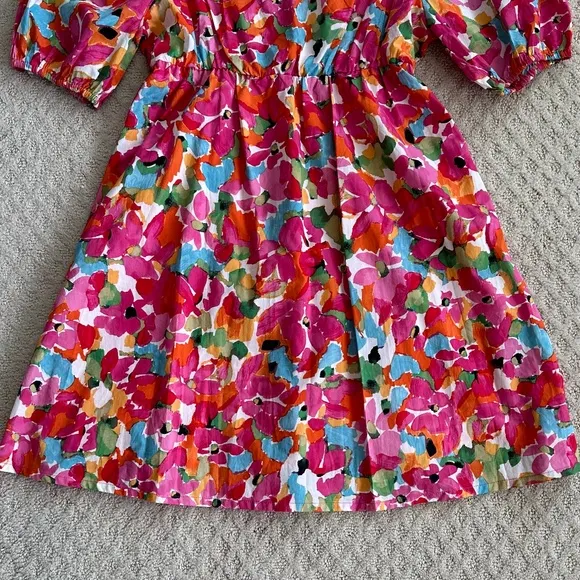Sanctuary Puff Sleeve Floral Babydoll Dress Geranium Size Small NWT