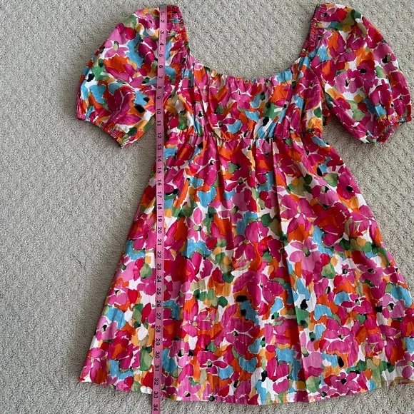 Sanctuary Puff Sleeve Floral Babydoll Dress Geranium Size Small NWT
