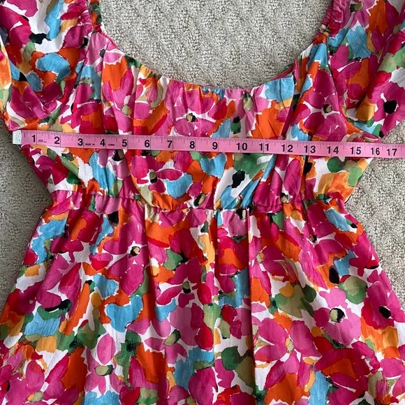 Sanctuary Puff Sleeve Floral Babydoll Dress Geranium Size Small NWT