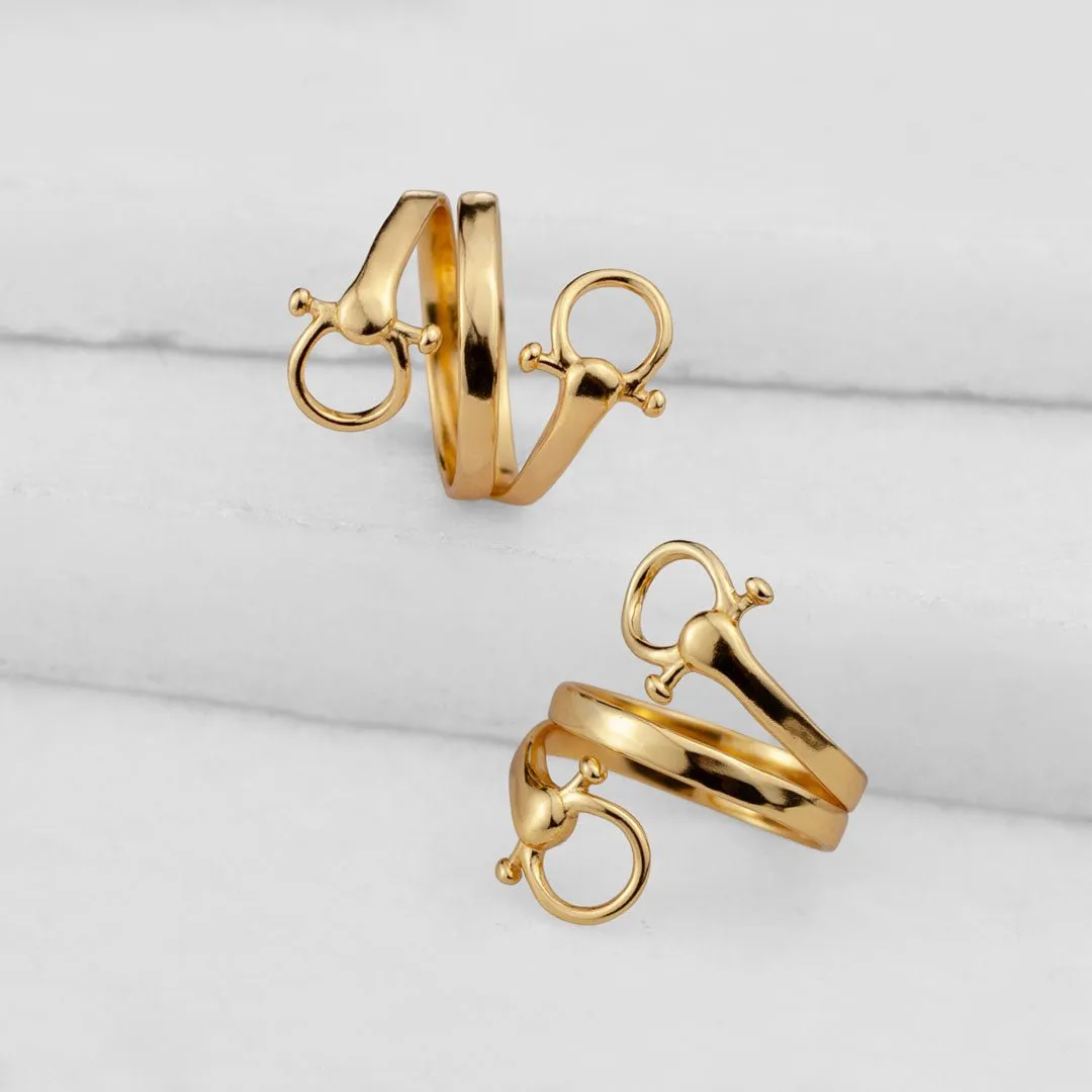 Sandro - Elegant Spiral Design and 14K Gold on Sterling Silver Horse Bit Ring