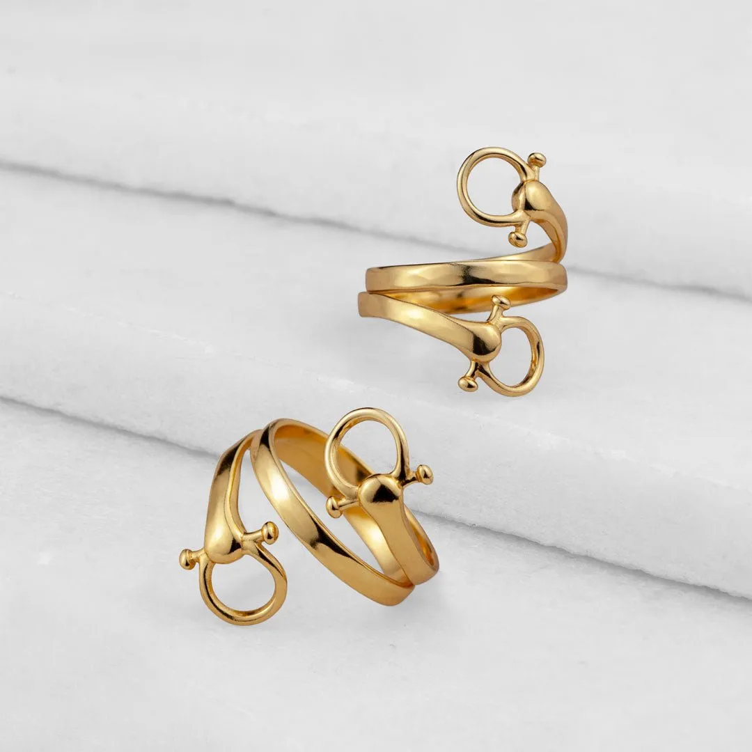 Sandro - Elegant Spiral Design and 14K Gold on Sterling Silver Horse Bit Ring