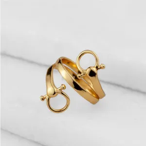 Sandro - Elegant Spiral Design and 14K Gold on Sterling Silver Horse Bit Ring