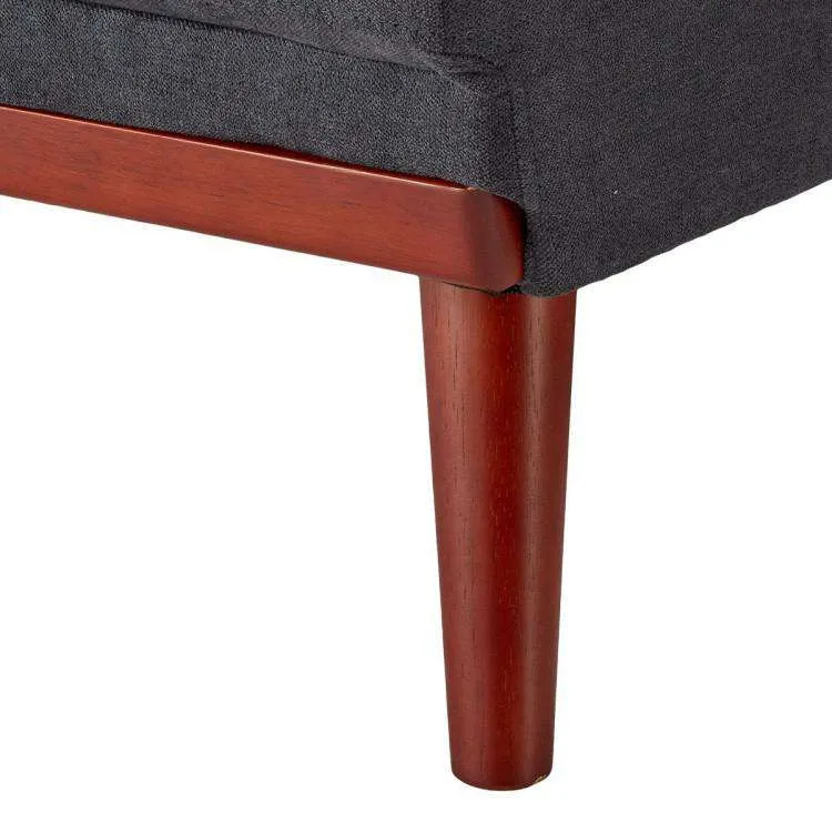 SARANTINO FAUX VELVET SOFA BED COUCH LOUNGE CHAISE CUSHIONS DARK GREY