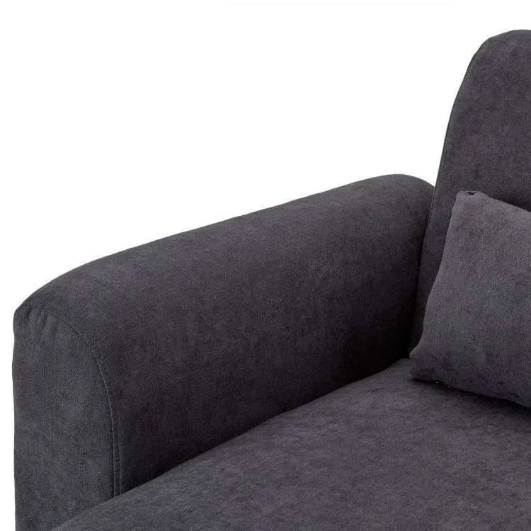 SARANTINO FAUX VELVET SOFA BED COUCH LOUNGE CHAISE CUSHIONS DARK GREY