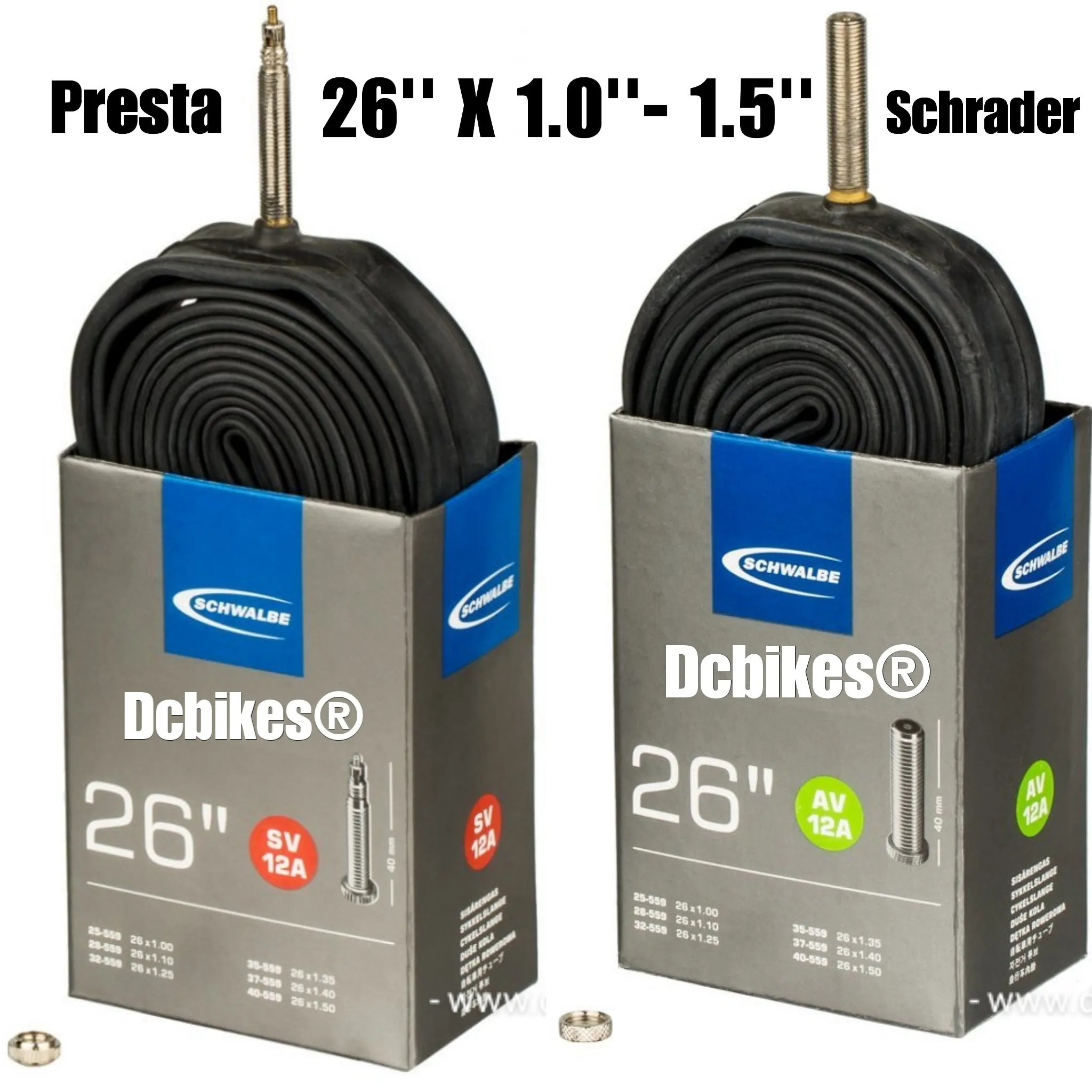 Schwalbe 26 X 1.0 - 1.5 Presta | Schrader 40mm City Hybrid MTB Inner Tube SV12A AV12A