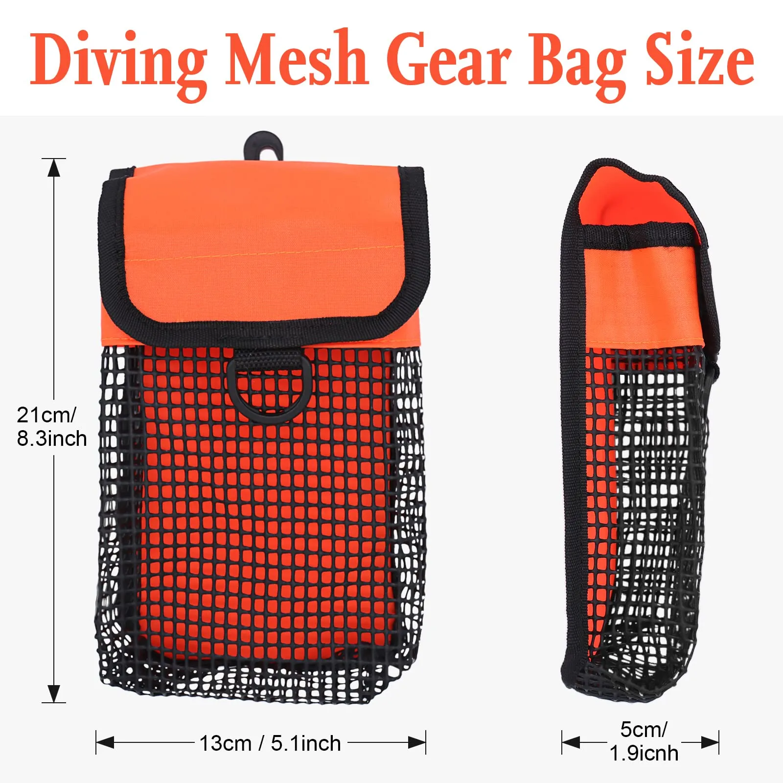 Scuba Diving Gear Bag, Finger Reel/SMB Safety Surface Marker Buoy Mesh Storage Pocket, Snorkeling Equipment Holder Carry Pouch Orange