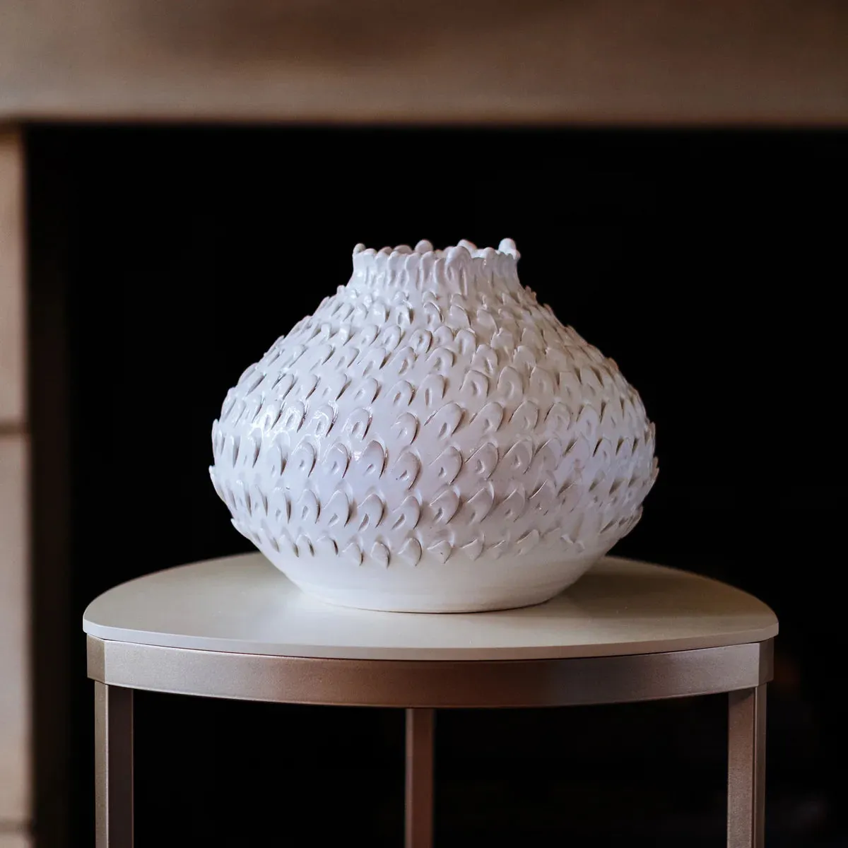 Sculpted Feathered Vase, Medium