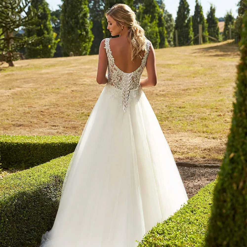 sd-hk Women's Lace Mermaid Bridal Wedding Dresses sleeveless bridal dress