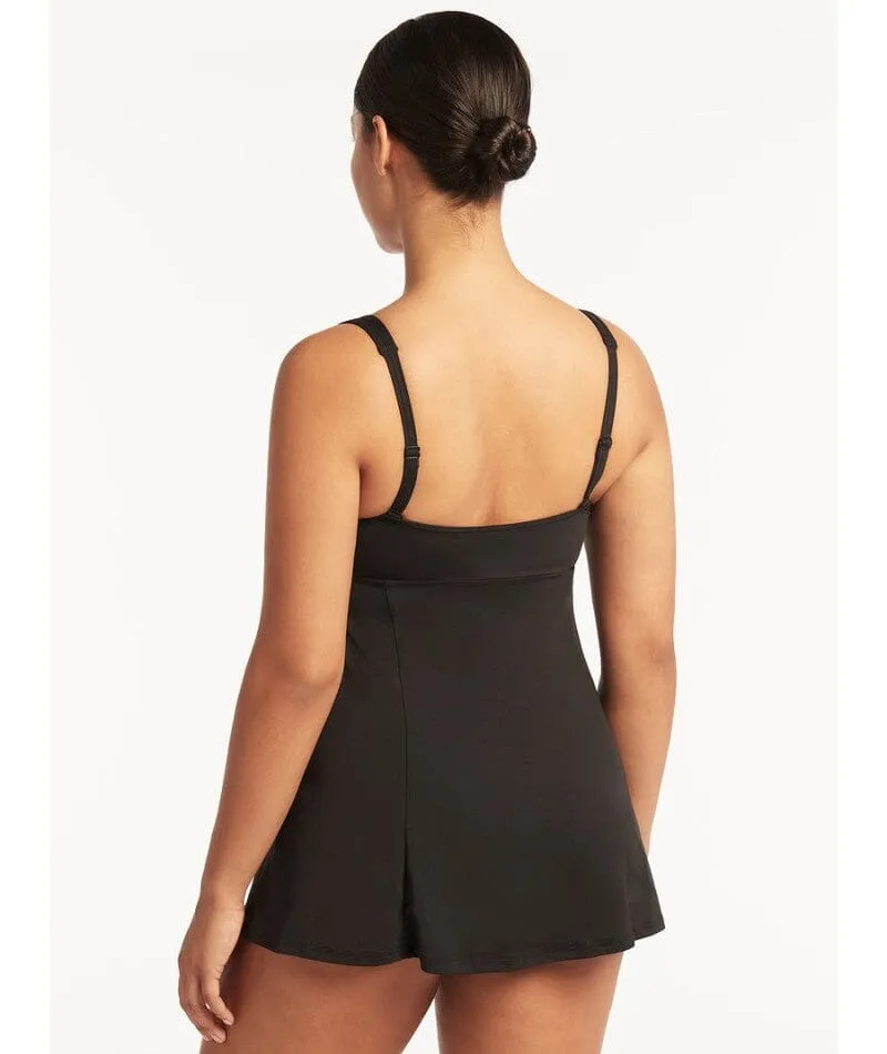 Sea Level Eco Essentials Square Neck Swim Dress - Black