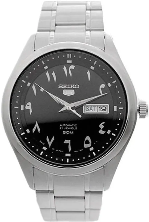 Seiko 5 Automatic Arabic Numerals Date-Day Display Black-Dial Japan Made SNKP21
