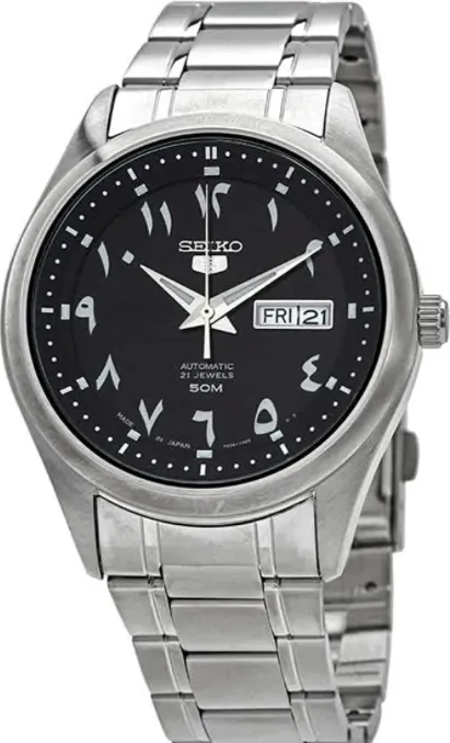 Seiko 5 Automatic Arabic Numerals Date-Day Display Black-Dial Japan Made SNKP21