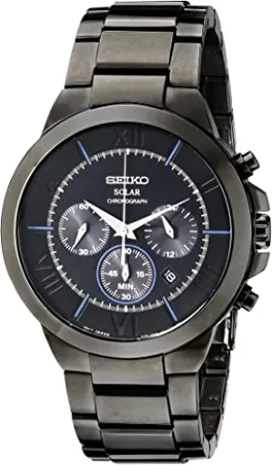 Seiko Men's SSC287 Black Stainless Steel Solar-Power Watch