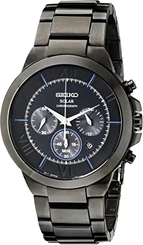 Seiko Men's SSC287 Black Stainless Steel Solar-Power Watch