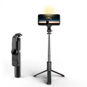 Selfie Stick Extendable Tripod with USB Charging Bluetooth Remote & Supplementary Light Compatible with IOS & Android Phones - 41 inches