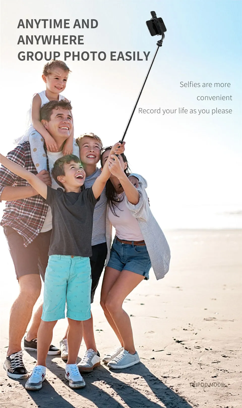 Selfie Stick Extendable Tripod with USB Charging Bluetooth Remote & Supplementary Light Compatible with IOS & Android Phones - 41 inches