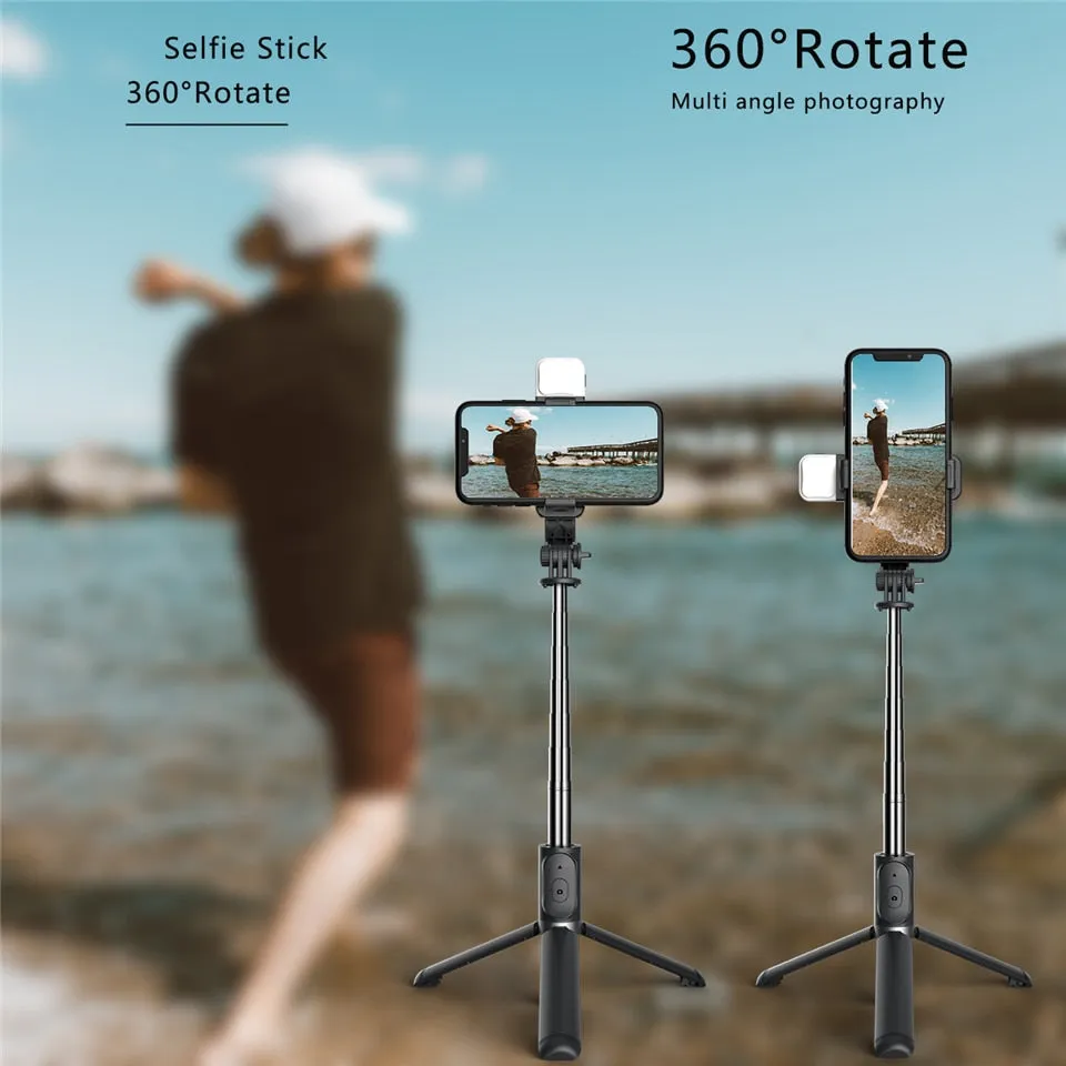 Selfie Stick Extendable Tripod with USB Charging Bluetooth Remote & Supplementary Light Compatible with IOS & Android Phones - 41 inches
