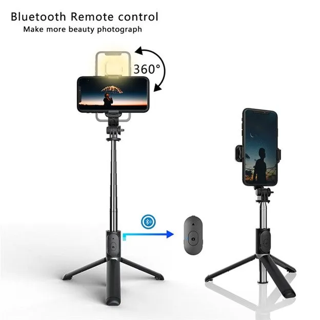Selfie Stick Extendable Tripod with USB Charging Bluetooth Remote & Supplementary Light Compatible with IOS & Android Phones - 41 inches
