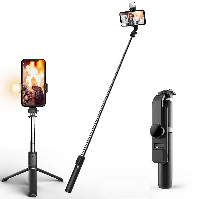 Selfie Stick Extendable Tripod with USB Charging Bluetooth Remote & Supplementary Light Compatible with IOS & Android Phones - 41 inches