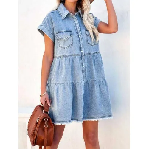 'Serilda' Short Sleeve Denim Dress