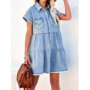 'Serilda' Short Sleeve Denim Dress