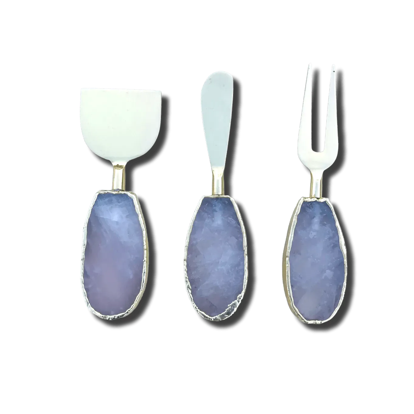 Set of 3 Rose Quartz Cheese Knives Spreaders