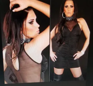 Sexy Black Sleeveless Shear Rhinestone Neck Mini Dress