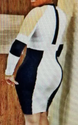Sexy Hip Hugging White With Black/Blue Outline Mini Dress