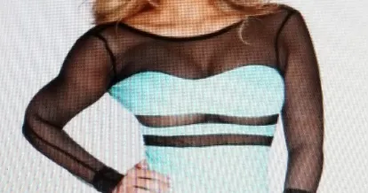 Sexy Sky Blue Long Sleeve Sheer Front/Back Mini Dress