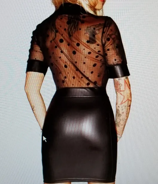 Sexy Wet Look Hollow Top Mini Dress - Pasties Not Included