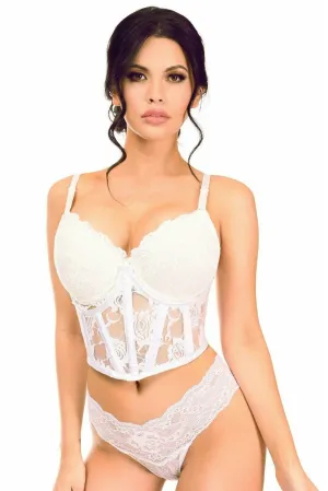 Sexy White Sheer Lace Underwire Waist Cincher Corset