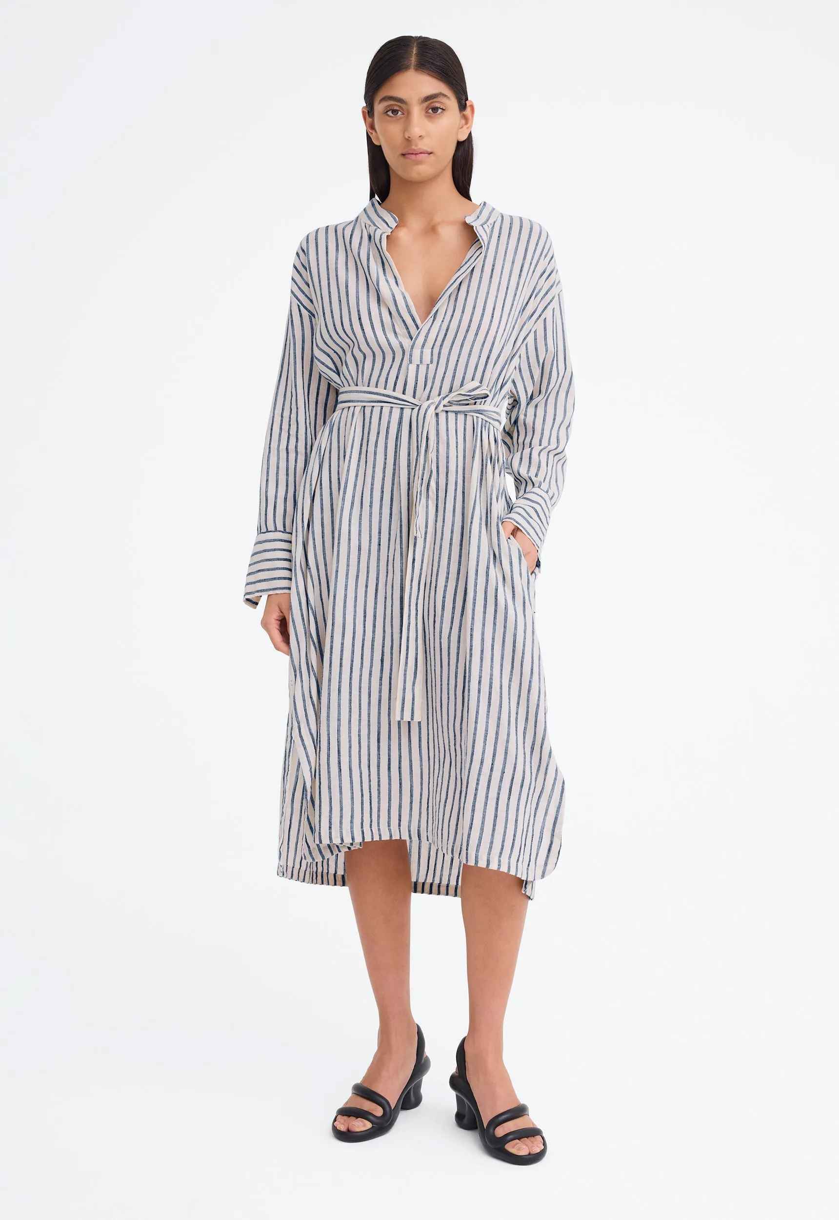 Shakespeare Dress - Bold Stripe Nat/Indigo