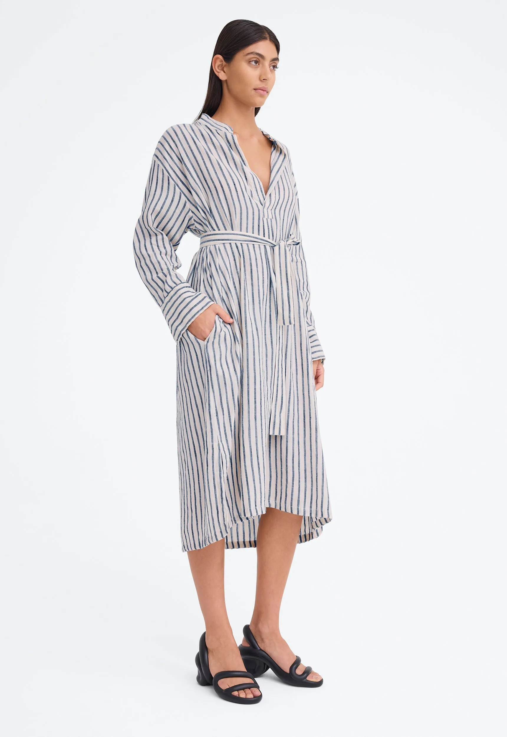 Shakespeare Dress - Bold Stripe Nat/Indigo