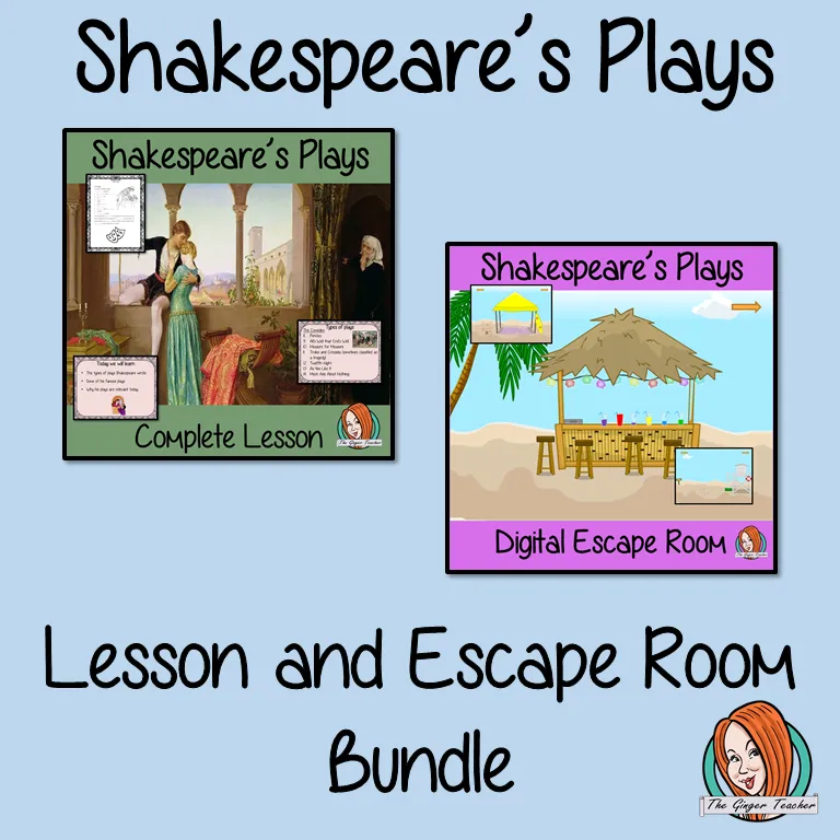 Shakespeare’s Plays Lesson and Escape Room Bundle