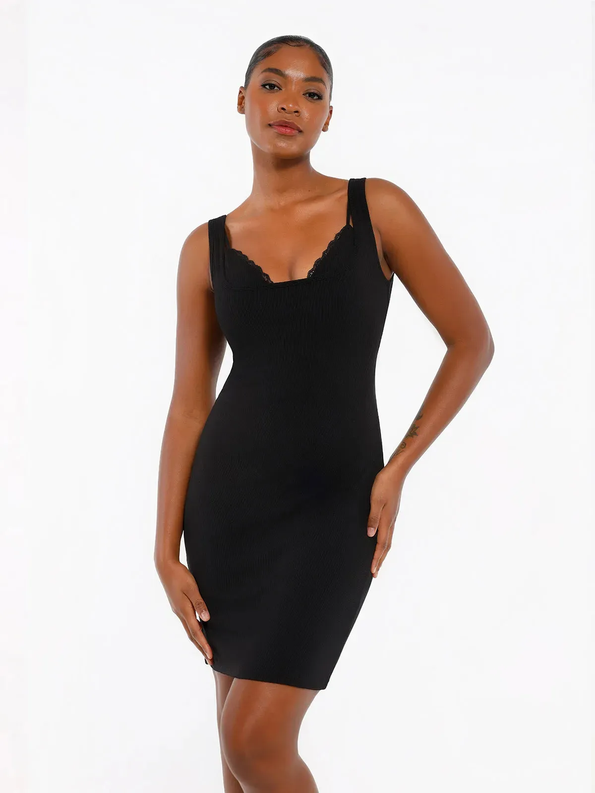 Shapewear Modal Sculpting Inner Lace Cami Mini Dress