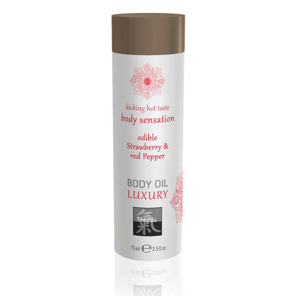 Shiatsu Luxury Body Oil Edible Strawberry And Red Pepper 75ml Oil-Based