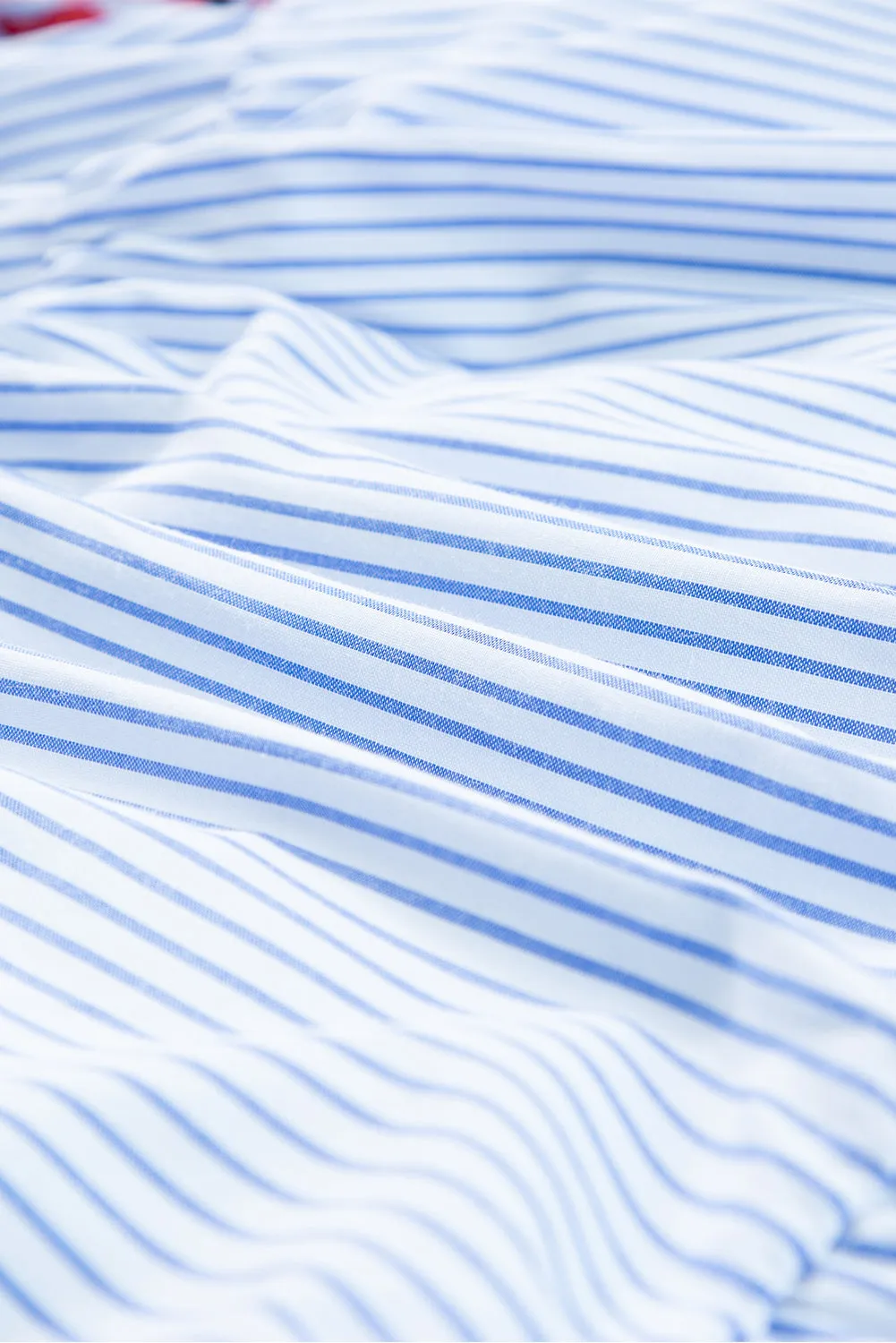 Shiloh Embroidered Striped Notched Short Sleeve Dress