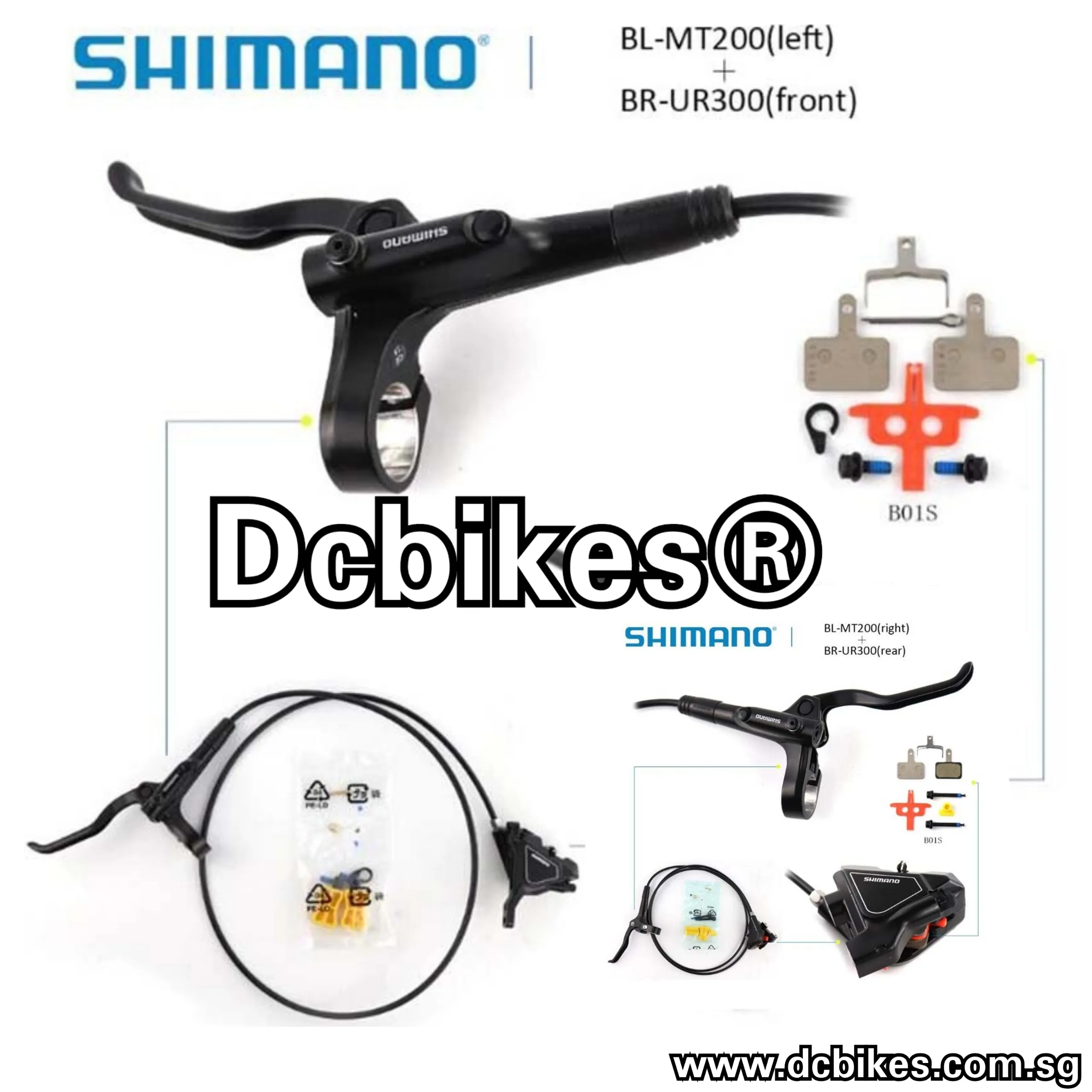 Shimano BL-MT200   BR-UR300 Flat Mount Bar CX Hybrid Bike Hydraulic Disc Brake Set 
