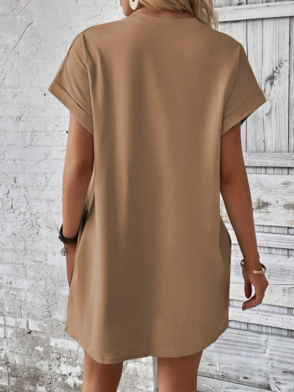 Short Sleeve Mini Tee Dress with Pockets