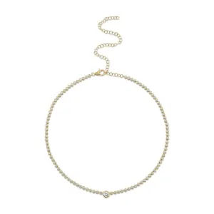 Shy Creation Bezel Diamond Tennis Necklace