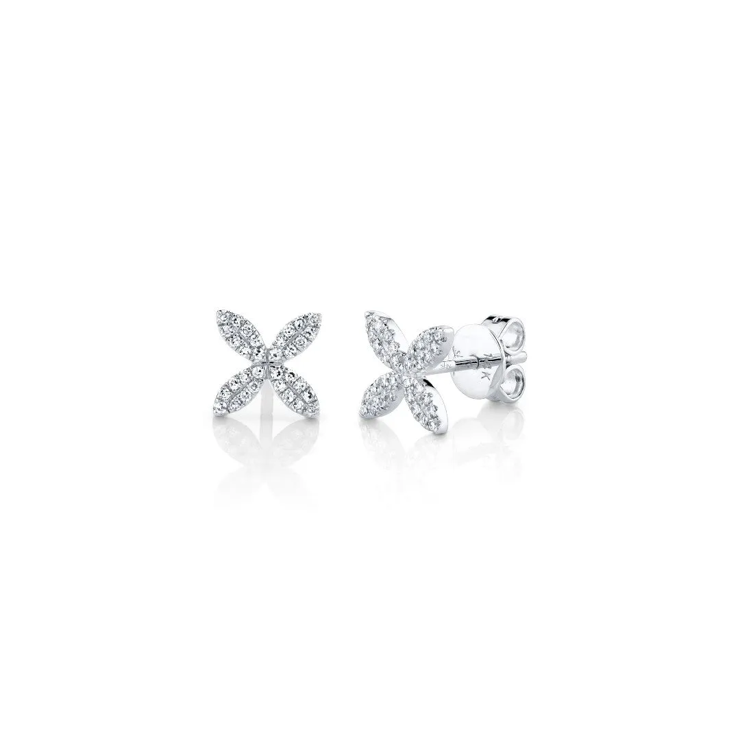 Shy Creation Diamond X Studs in White Gold