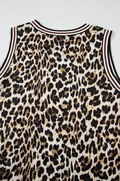 Side Slit Leopard Sleeveless Maxi Dress