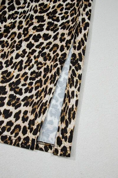 Side Slit Leopard Sleeveless Maxi Dress