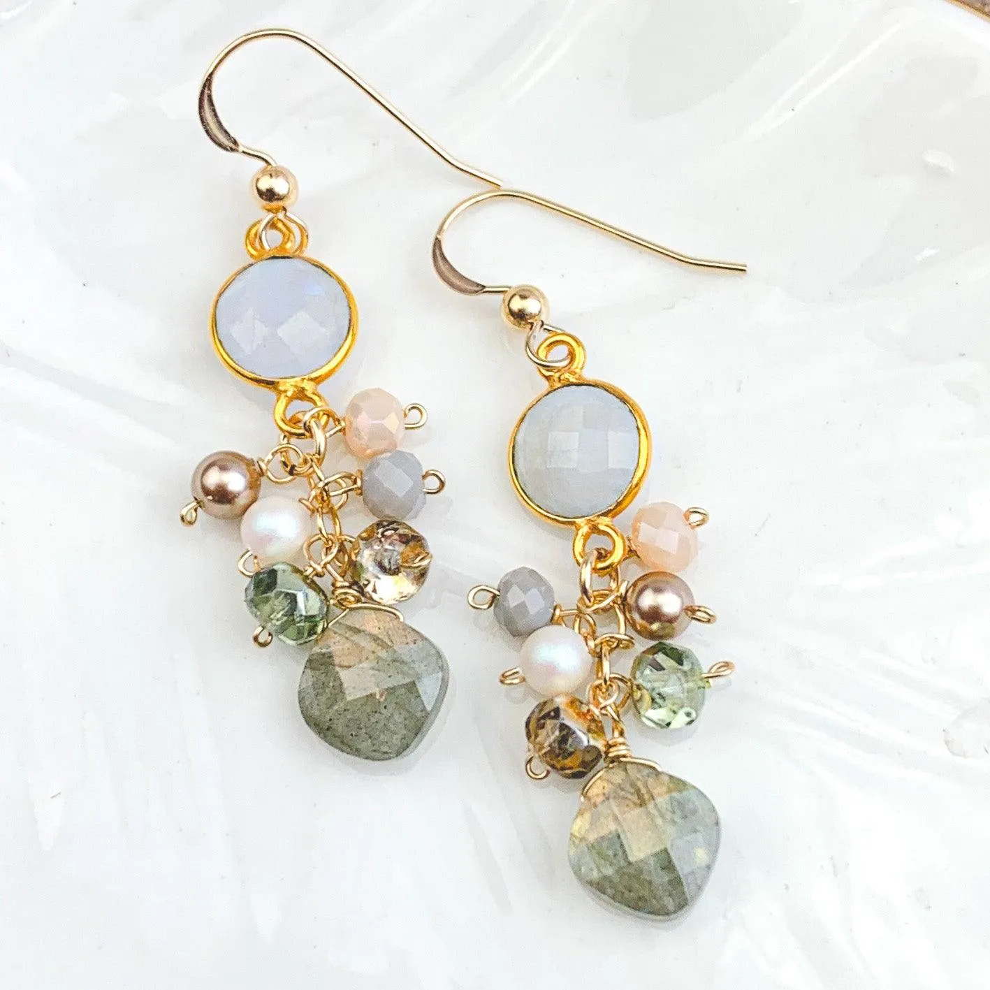Sienna Bezel and Square Gem Earrings