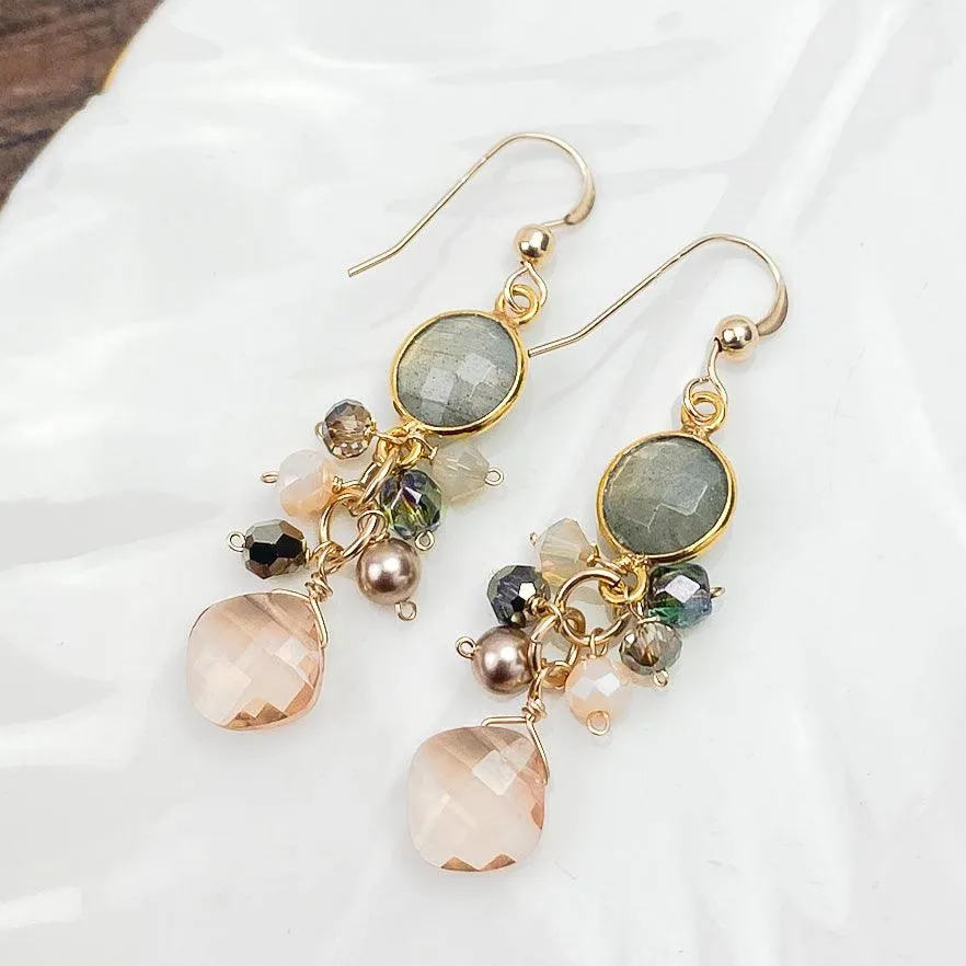 Sienna Bezel and Square Gem Earrings